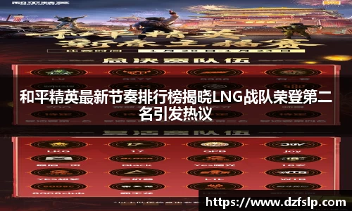 和平精英最新节奏排行榜揭晓LNG战队荣登第二名引发热议
